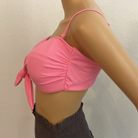 Aurum Bright Pink Bandeau Bikini Top Knotted Bikini Top Size 10 - Picture 5 of 14
